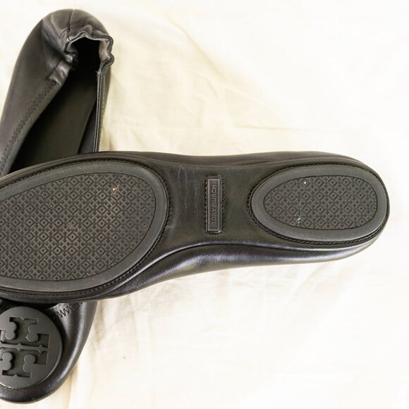 Tory Burch Claire Ballet Flat Leather Black Shoes size 10.5 $228 Current Style - Picture 3 of 5